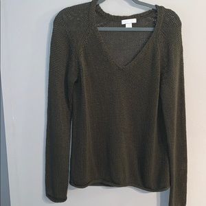V-Neck Olive Green Sweater